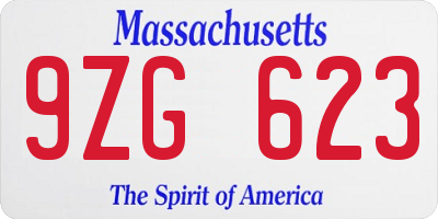 MA license plate 9ZG623