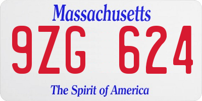 MA license plate 9ZG624