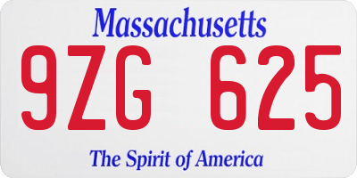 MA license plate 9ZG625