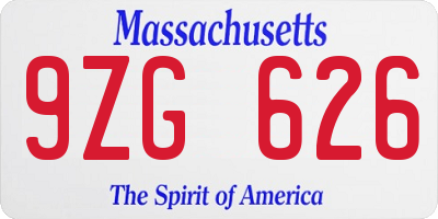 MA license plate 9ZG626