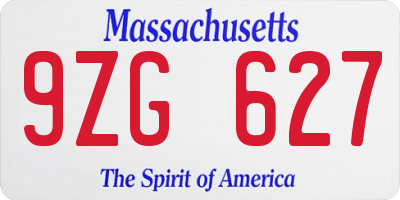 MA license plate 9ZG627