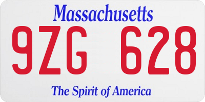 MA license plate 9ZG628