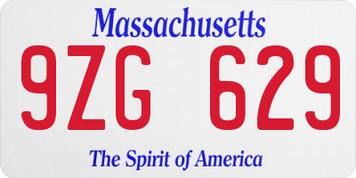 MA license plate 9ZG629