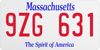 MA license plate 9ZG631