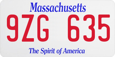 MA license plate 9ZG635