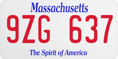 MA license plate 9ZG637