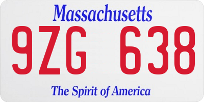 MA license plate 9ZG638