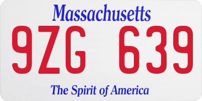 MA license plate 9ZG639