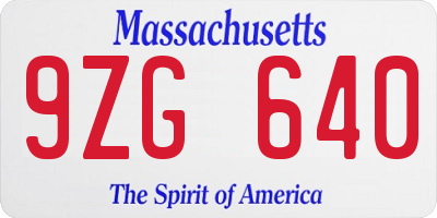 MA license plate 9ZG640
