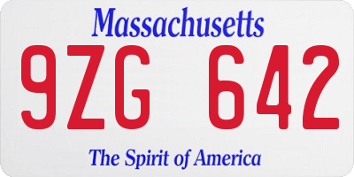 MA license plate 9ZG642