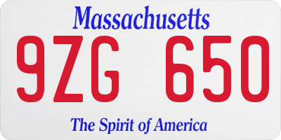 MA license plate 9ZG650