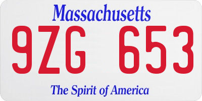 MA license plate 9ZG653