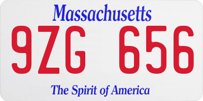 MA license plate 9ZG656