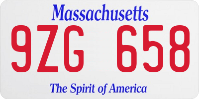 MA license plate 9ZG658