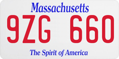 MA license plate 9ZG660