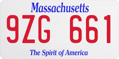 MA license plate 9ZG661