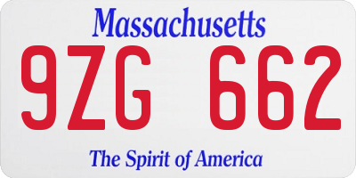 MA license plate 9ZG662