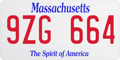 MA license plate 9ZG664