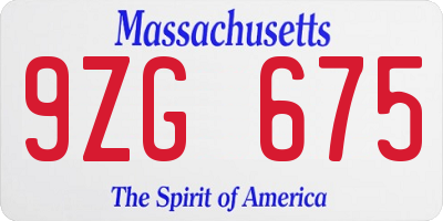 MA license plate 9ZG675