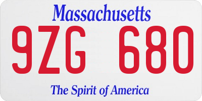 MA license plate 9ZG680