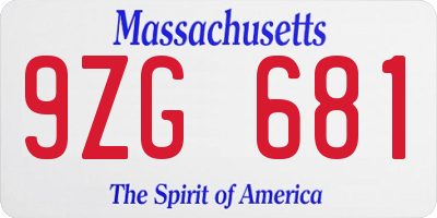 MA license plate 9ZG681