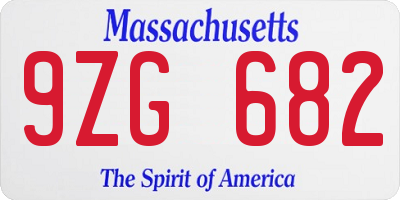 MA license plate 9ZG682