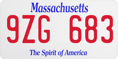 MA license plate 9ZG683