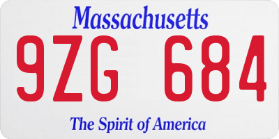 MA license plate 9ZG684