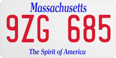 MA license plate 9ZG685