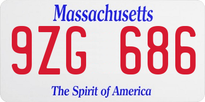 MA license plate 9ZG686