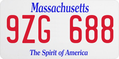 MA license plate 9ZG688