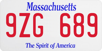 MA license plate 9ZG689