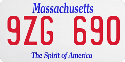 MA license plate 9ZG690