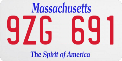 MA license plate 9ZG691