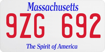 MA license plate 9ZG692