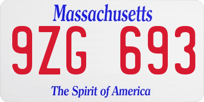 MA license plate 9ZG693