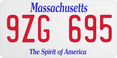 MA license plate 9ZG695