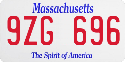 MA license plate 9ZG696