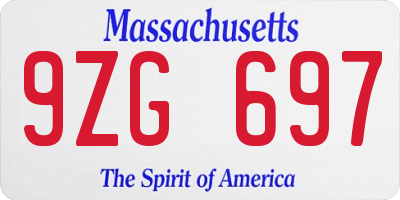 MA license plate 9ZG697