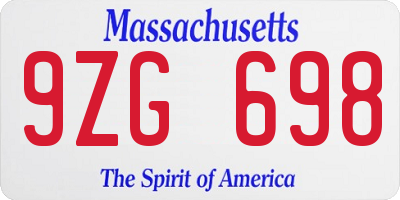 MA license plate 9ZG698