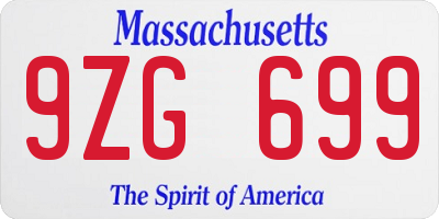 MA license plate 9ZG699