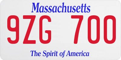 MA license plate 9ZG700