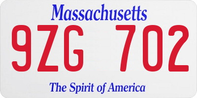 MA license plate 9ZG702