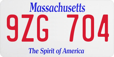 MA license plate 9ZG704