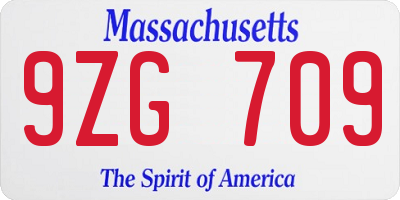 MA license plate 9ZG709