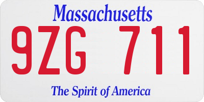 MA license plate 9ZG711