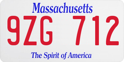 MA license plate 9ZG712
