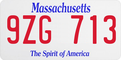 MA license plate 9ZG713