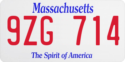 MA license plate 9ZG714