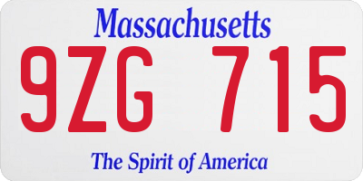 MA license plate 9ZG715